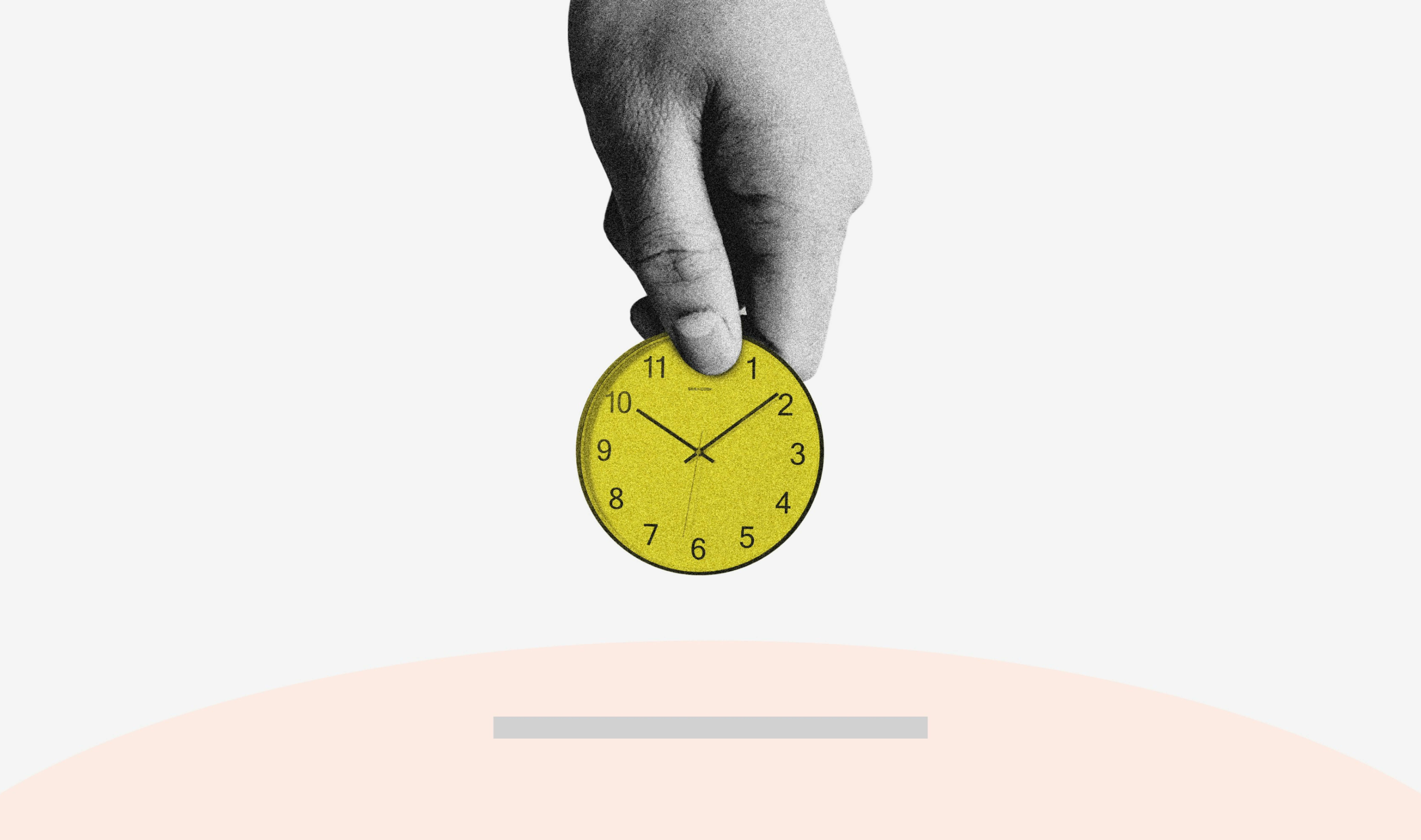 Poor time management image hand holding a clock, placing it into the slot of a piggy bank