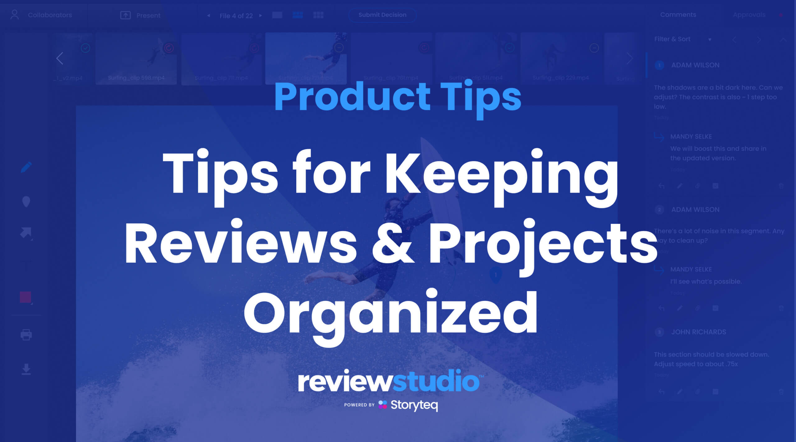 How to organize Reviews and projects in ReviewStudio for online proofing